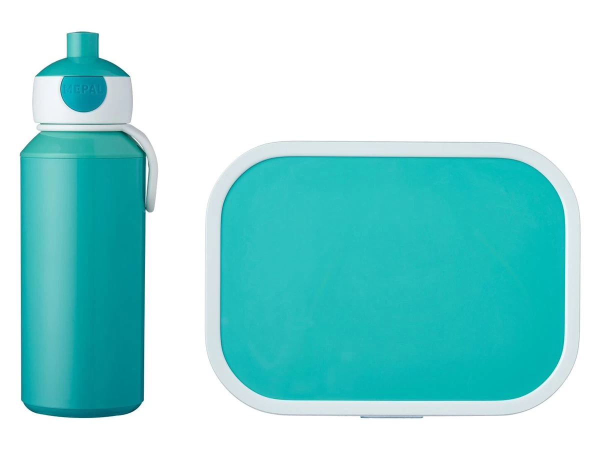 Mepal Campus Pop-Up Drinkfles Met Lunchbox - Turquoise 1 Mepal Campus Pop-Up Drinkfles Met Lunchbox - Turquoise